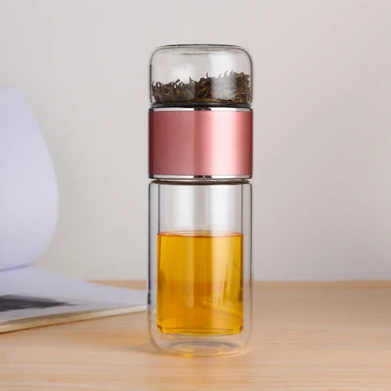 Tea Separation Double-layer Glass Cup