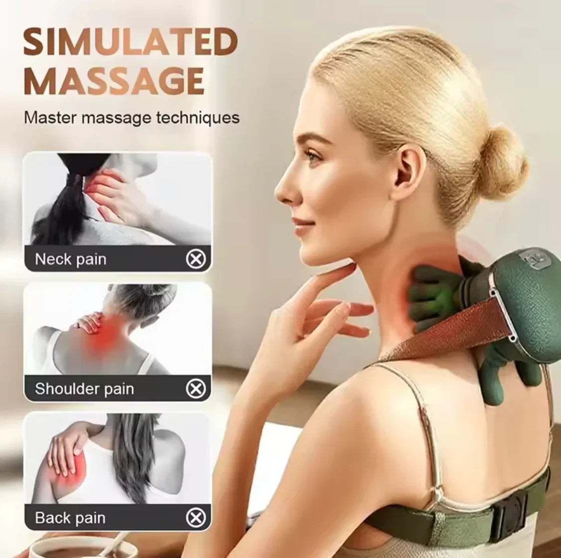 .Heated  Neck And Back Massager, Bionic Neck Shoulder Massager, Electric Kneading Muscles Massager