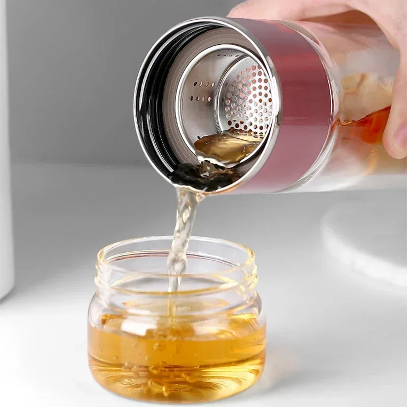 Tea Separation Double-layer Glass Cup
