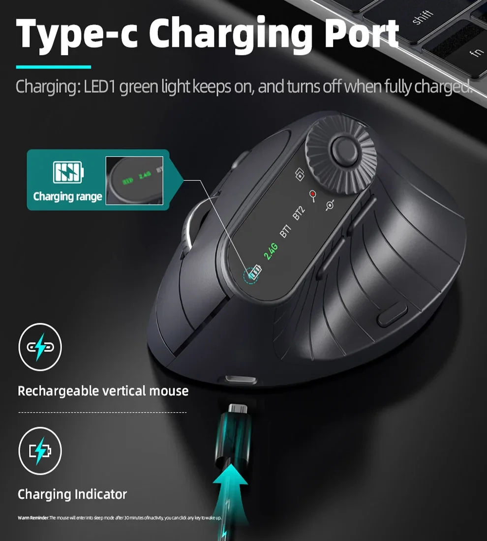 Ergonomic Vertical Wireless Mouse With Adjustment Knob