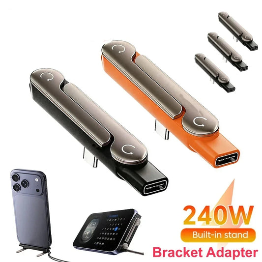 2 in 1 Type C Fast Charging Adapter with Phone Stand