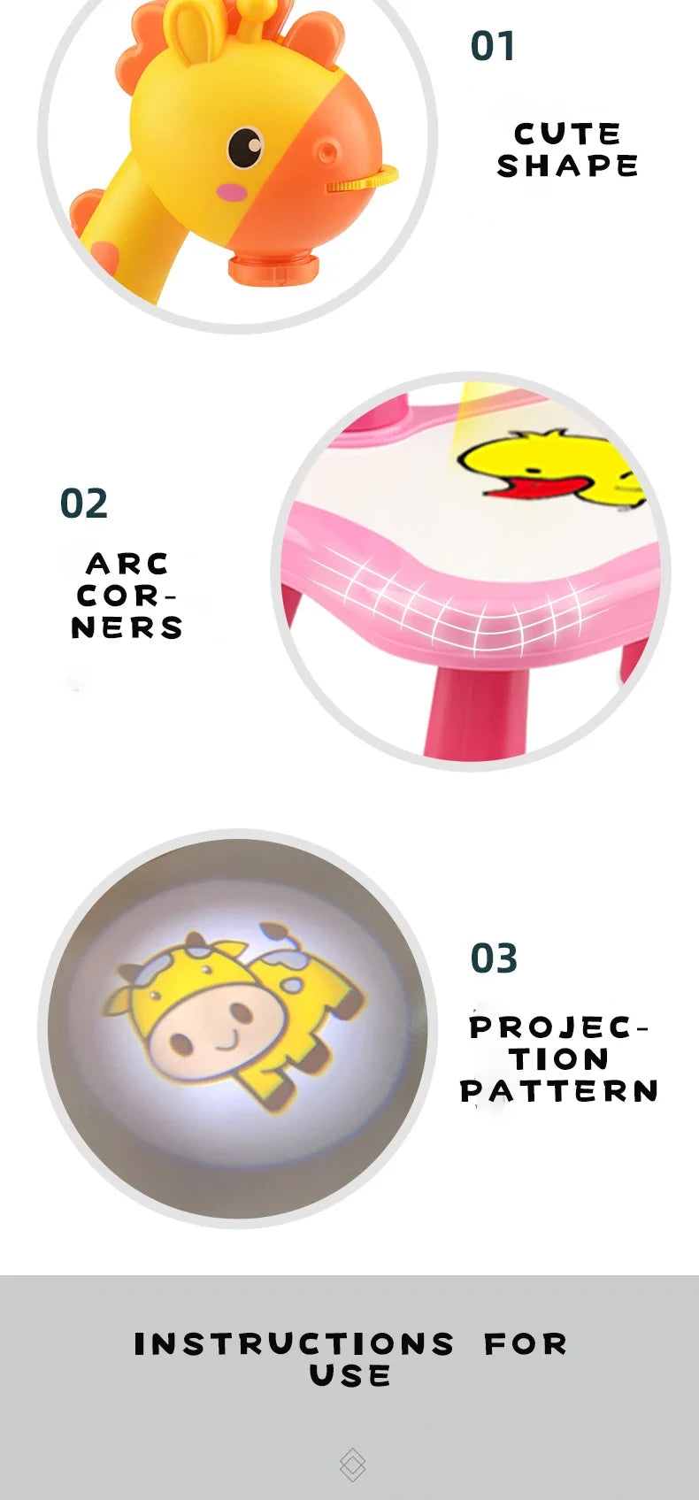 Kids LED Projector Painting Table