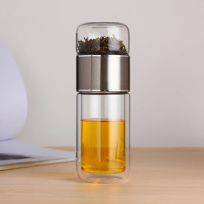Tea Separation Double-layer Glass Cup
